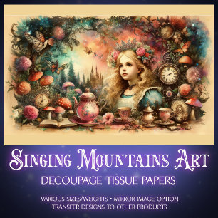 Papel De Seda Arte de fantasía victoriana de Alicia en el país d