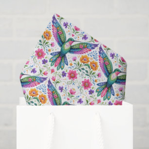 Papel De Seda Arte de Flok Colorido Colibrí
