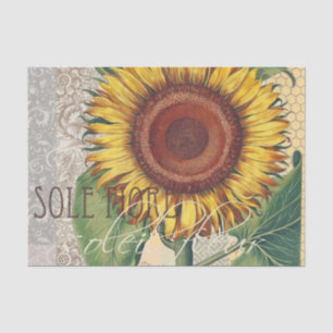 Papel De Seda Arte de Flor de Damasco Vintage Girasol