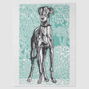Papel De Seda Arte de galgo vintage de Moriz Jung con fondo azul