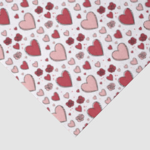 Papel De Seda Arte de garabatos de corazones y rosas rojos y ros