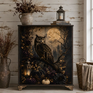 Papel De Seda Arte de Halloween de calabaza negra luna llena búh