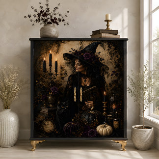 Papel De Seda Arte de Halloween Rosas Purpúreas Gato Negro Bruja