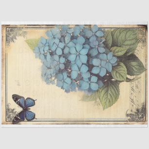 Papel De Seda Arte de la flor y la ephemera de la hidrangea azul