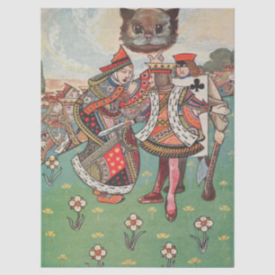 Papel De Seda Arte de la Reina Vintage Rey Gato de Cheshire País