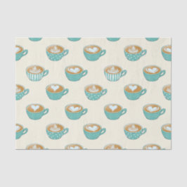 Papel De Seda Arte de latte en tazas de café azul