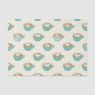 Papel De Seda Arte de latte en tazas de café azul