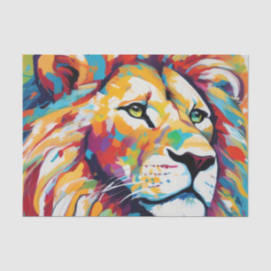 Papel De Seda Arte de león blanco animal abstracto y vibrante