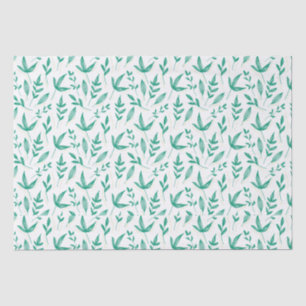 Papel De Seda Arte de línea de hojas verdes blancas elegantes