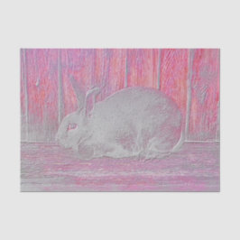 Papel De Seda Arte de madera de conejo de Pascua blanco rosa lin