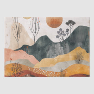 Papel De Seda Arte de montaña de mediados de siglo Twin Sun Terr