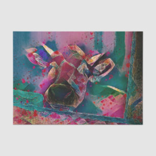 Papel De Seda Arte de mosaico rosa teal granja rústica vaca camp
