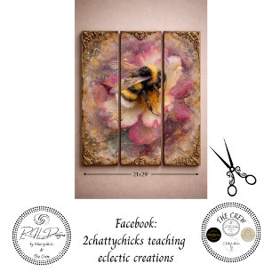Papel De Seda Arte de Muebles Florales con Abejorro Vintage Deco