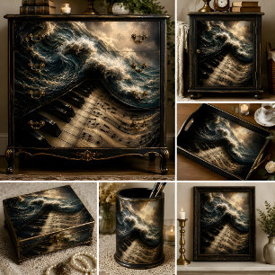 Papel De Seda Arte de Música Surrealista de Piano de Ola Oceánic