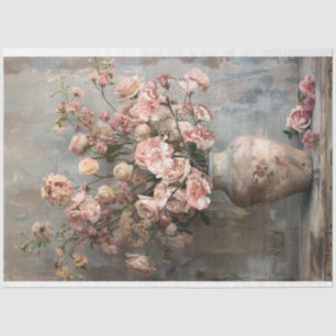 Papel De Seda Arte de naturaleza muerta floral rosa y azul polvo