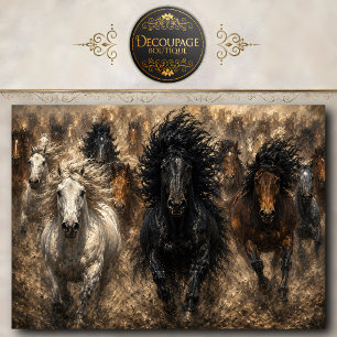 Papel De Seda Arte de pared de manada de caballos corriendo Deco