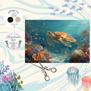 Papel De Seda Arte de pared de tortuga marina decoupage arrecife
