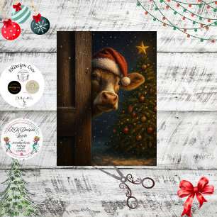 Papel De Seda Arte de pared de vaca de Navidad descoupage