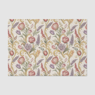Papel De Seda Arte de patrón de scroll floral vintage francés or