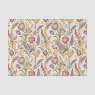 Papel De Seda Arte de patrón de scroll floral vintage francés or
