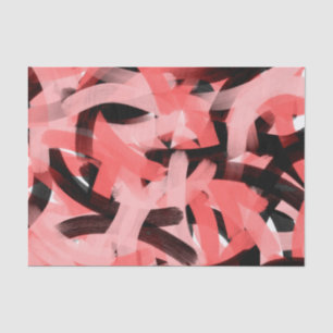 Papel De Seda Arte de pincel negro rosado de coral abstracto mod