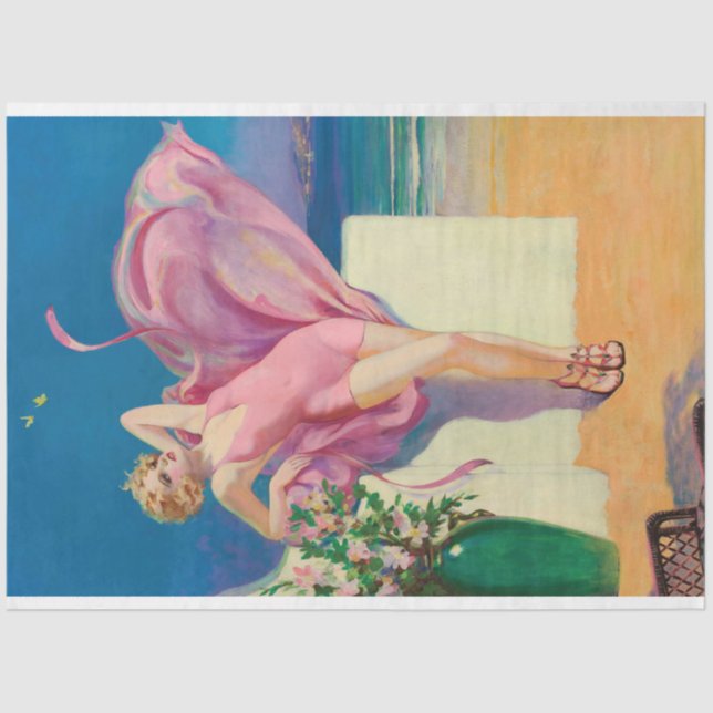 Papel De Seda Arte de Playa de Mujer Art Deco (Anverso)