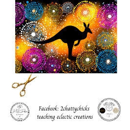 Papel De Seda Arte de puntos aborigen australiano canguro Descou