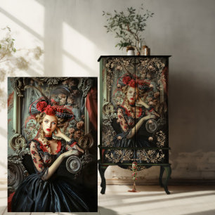 Papel De Seda Arte de retrato de elegancia oscura gótica neo vic