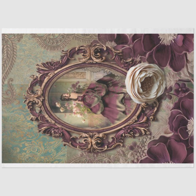 Papel De Seda Arte de retrato de la dama elegante y barroca Bouf (Anverso)