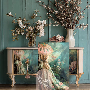 Papel De Seda Arte de retrato elegante romance de jardín