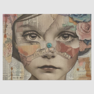 Papel De Seda Arte de retrato en collage de medios mixtos (10)