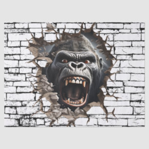 Papel De Seda Arte de ruptura de pared de gorila en 3D – Safari