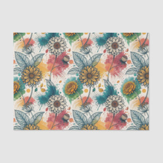 Papel De Seda Arte de salpicaduras de pintura de girasol colorid
