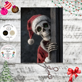 Papel De Seda Arte de Santa Claus Esqueleto decoupage Acechando 