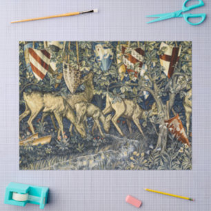 Papel De Seda Arte de tapiz de ciervos y escudos vintage de Will