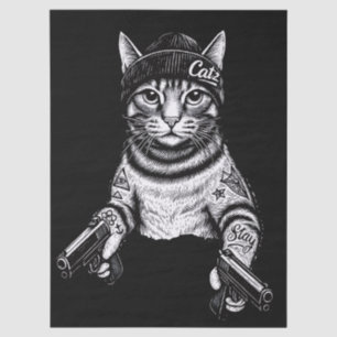 Papel De Seda Arte de tatuaje de gato gánster Kitty de moda ca