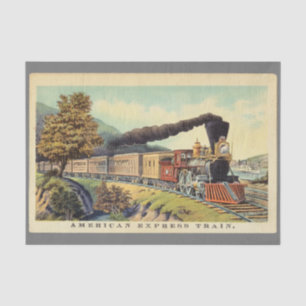 Papel De Seda Arte de tren de vapor vintage colorido, decoupage