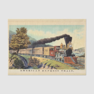 Papel De Seda Arte de tren de vapor vintage colorido, postal