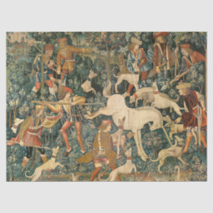 Papel De Seda Arte de Unicornio Medieval Vintage Defendiéndose