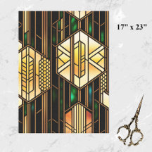 Arte de vidrio manchado de oro Art Deco grande