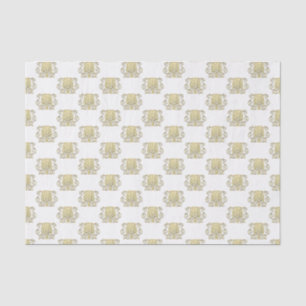 Papel De Seda Arte Deco Antiguo Pluma Dorada Arabesco