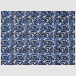 Papel De Seda Arte Deco Azul Geométrico