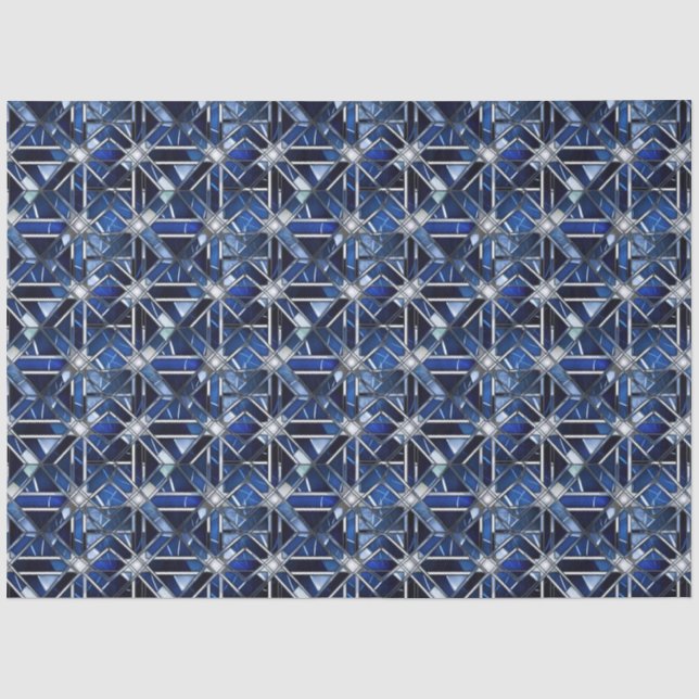 Papel De Seda Arte Deco Azul Geométrico (Anverso)