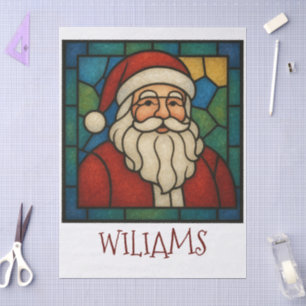 Papel De Seda Arte Deco de Vidrio Emplomado de Santa de Navidad