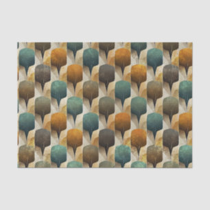 Papel De Seda Arte Deco Geométrico de Color Turquesa y Dorado In