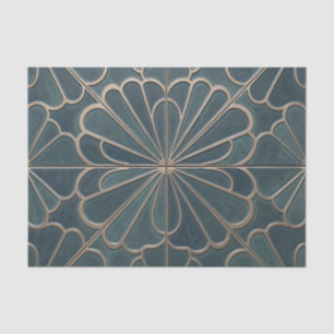Papel De Seda Arte Deco Geométrico Patrón de Abanico Dorado Verd