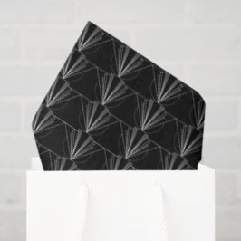 Papel De Seda Arte Deco Vintage Geométrico Blanco y Negro