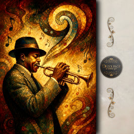 Papel De Seda Arte decoupage de trompeta de jazz vintage