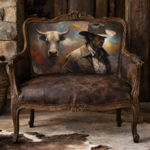 Arte Decoupage de Vaquero Occidental y Longhorn