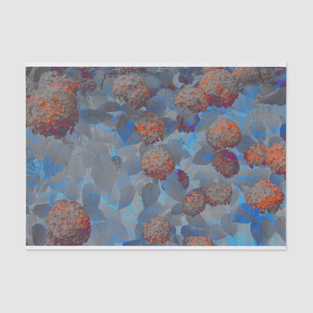 Papel De Seda Arte digital del estampado de plores anaranjado (Anverso)